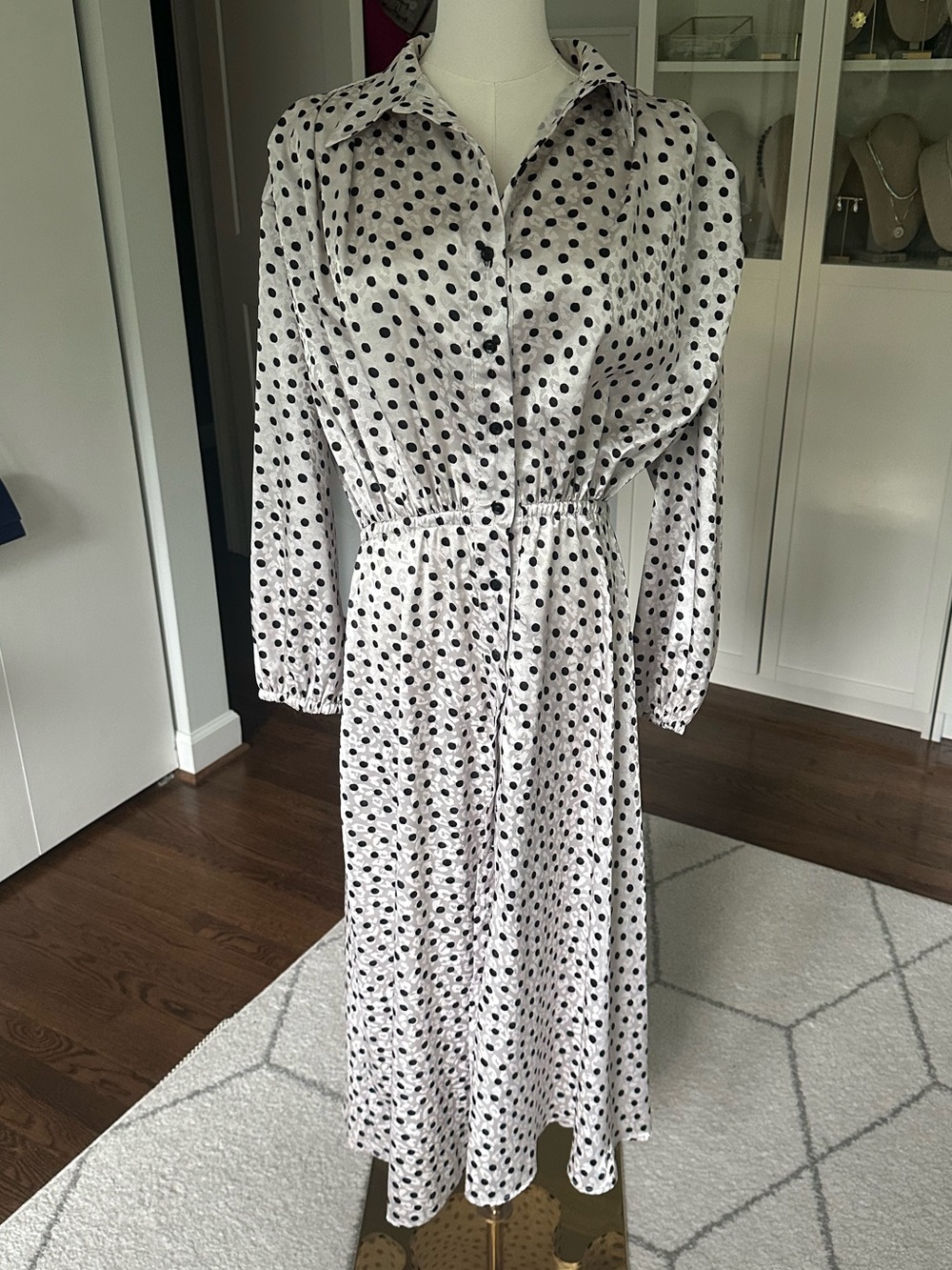 NWT Hilary MacMillan Polka Dot Blouse Dress
